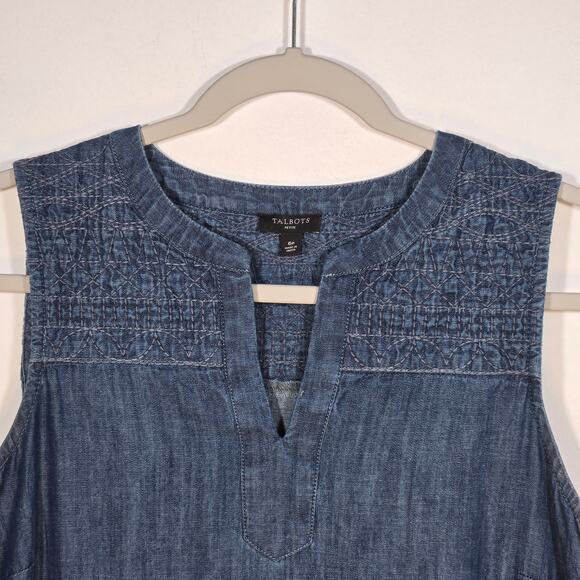 Talbots Chambray Denim Sleeveless Shift. Size 6P - Picture 2 of 12